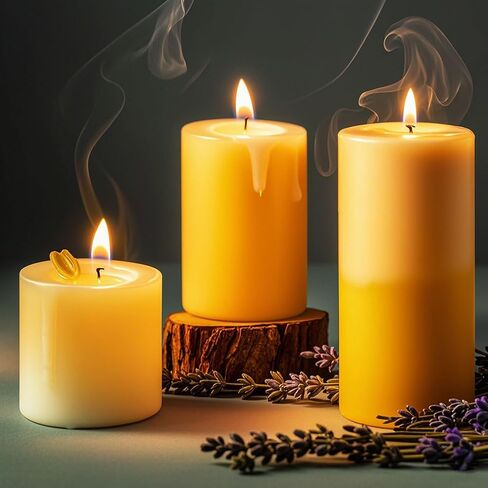 شموع شمع العسل الطبيعي لافندر/خشب الصندل/سماء الفانيليا المعطرة ، وقت الحرق 140 ساعة ، ديكور الصلاة المنزلي ، الهدايا الصديقة للبيئة للاسترخاء والعلاج العطري (3Pack ، سماء الفانيليا ، الخزامى ، خشب الصندل مختلط) in Kuwait