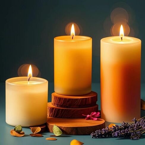 شموع شمع العسل الطبيعي لافندر/خشب الصندل/سماء الفانيليا المعطرة ، وقت الحرق 140 ساعة ، ديكور الصلاة المنزلي ، الهدايا الصديقة للبيئة للاسترخاء والعلاج العطري (3Pack ، سماء الفانيليا ، الخزامى ، خشب الصندل مختلط) in Kuwait