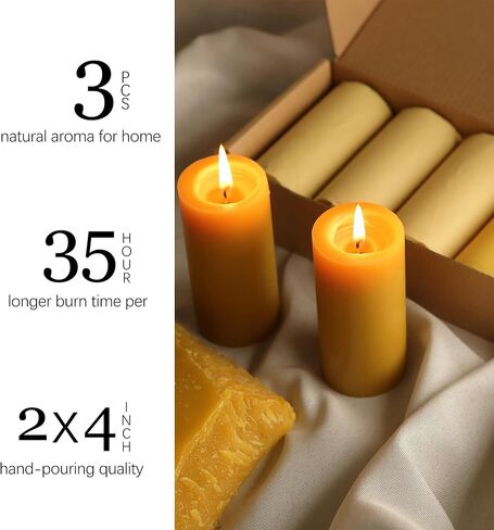 شموع شمع العسل الطبيعي لافندر/خشب الصندل/سماء الفانيليا المعطرة ، وقت الحرق 140 ساعة ، ديكور الصلاة المنزلي ، الهدايا الصديقة للبيئة للاسترخاء والعلاج العطري (3Pack ، سماء الفانيليا ، الخزامى ، خشب الصندل مختلط) in Kuwait