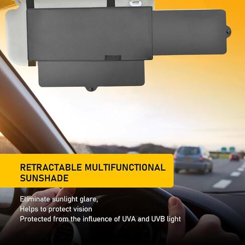 gunhunt 1 PC Retractable Automotive Sunshade Anti-Glare Visor Extender, Adjustable Car Sun Visor, Protects from Sun Glare, Snow Blindness & UV Rays (Black) in Saudi Arabia