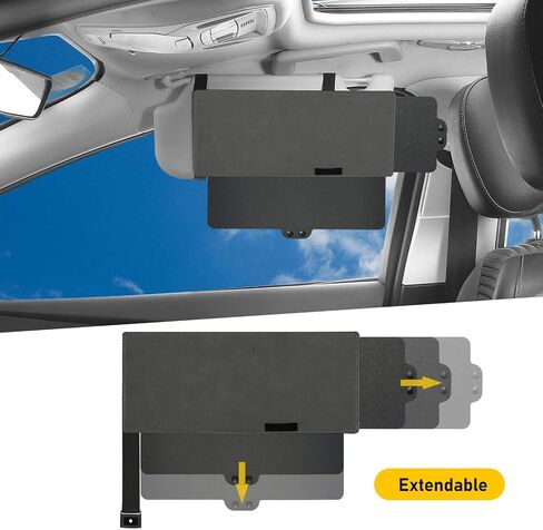 gunhunt 1 PC Retractable Automotive Sunshade Anti-Glare Visor Extender, Adjustable Car Sun Visor, Protects from Sun Glare, Snow Blindness & UV Rays (Black) in Saudi Arabia