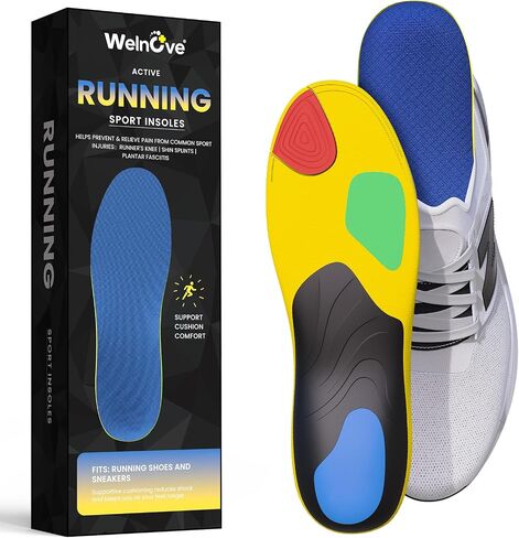 Welnove Plantar Asciitis Insooles - Sport Arch Super Insooles للجري ، والمشي لمسافات طويلة والوقوف طوال اليوم - امتصاص الصدمات ، كعب تخفيف آلام الكعب ، حافز للأحذية والأحذية (الأزرق ، XL) in Kuwait