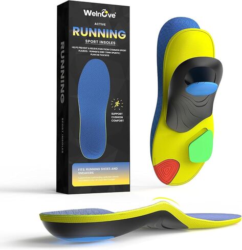 Welnove Plantar Asciitis Insooles - Sport Arch Super Insooles للجري ، والمشي لمسافات طويلة والوقوف طوال اليوم - امتصاص الصدمات ، كعب تخفيف آلام الكعب ، حافز للأحذية والأحذية (الأزرق ، XL) in Kuwait