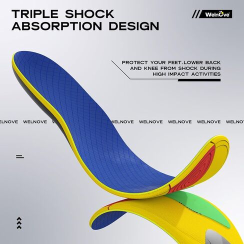 Welnove Plantar Asciitis Insooles - Sport Arch Super Insooles للجري ، والمشي لمسافات طويلة والوقوف طوال اليوم - امتصاص الصدمات ، كعب تخفيف آلام الكعب ، حافز للأحذية والأحذية (الأزرق ، XL) in Kuwait