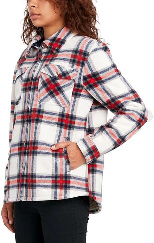 Sage Collective Women Long Sleeve Plaid Super Plush Sherpa مبطنت سترة قميص Fleece مع جيوب in Kuwait