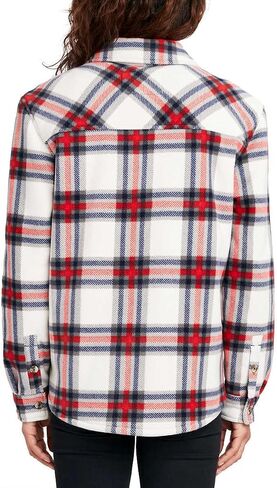 Sage Collective Women Long Sleeve Plaid Super Plush Sherpa مبطنت سترة قميص Fleece مع جيوب in Kuwait