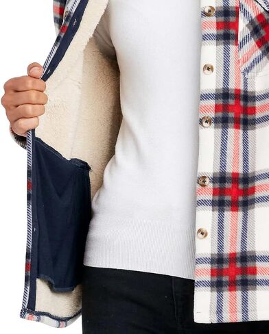 Sage Collective Women Long Sleeve Plaid Super Plush Sherpa مبطنت سترة قميص Fleece مع جيوب in Kuwait