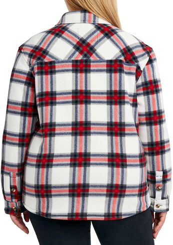 Sage Collective Women Long Sleeve Plaid Super Plush Sherpa مبطنت سترة قميص Fleece مع جيوب in Kuwait