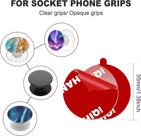 10pcs Sticky Adhesive Replacement for Socket Grip Base, Sticker Pads for Back of Phone Collapsible Grip Holder & Stand - 35mm/1.38inch Round Strong Double Sided Tapes & Cleaning Prep Pads in Saudi Arabia