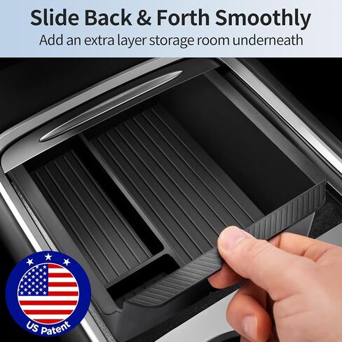 2025 Upgrade Center Console Organizer Tray for Tesla Model Y Accessories 2024-2020/For Tesla Model 3 Accessories 2023-2021 [Slide Smoothly/US Patent] Cup Holder Matte Black in Saudi Arabia