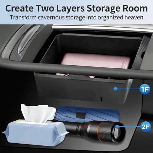 2025 Upgrade Center Console Organizer Tray for Tesla Model Y Accessories 2024-2020/For Tesla Model 3 Accessories 2023-2021 [Slide Smoothly/US Patent] Cup Holder Matte Black in Saudi Arabia
