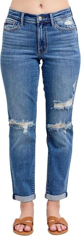 جودي بلو نساء متوسطة الارتفاع عتيقة غسل سراويل الجينز المدمرة المدمرة in Kuwait