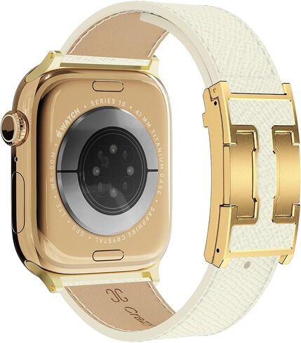 مصمم فرقة جلدية متوفرة مع Apple Watch 49MM46mm45mm4mm4mm41mm4mm 40mm38mm للنساء ، عصابات مشبك H المغناطيسية المتنقلة لـ IWatch Ultra 2/1/SE/Series 10/9/8/7/6/5/5/3/2/1 in Kuwait
