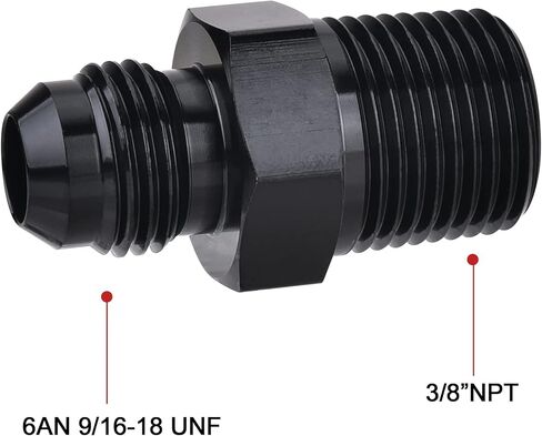 مستقيم 6an الذكور يضيء إلى 3/8 "محول أنبوب npt ملاءمة الألومنيوم in Saudi Arabia