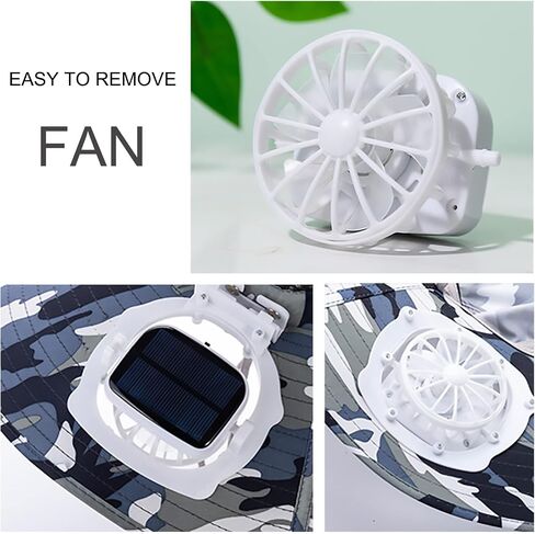 Mens Sun Hat with 2 Fan, Summer Cooling Wide Brim Bucket Hat, Beach Hat Garden Hat, Solar + USB Dual Power Supply in Kuwait