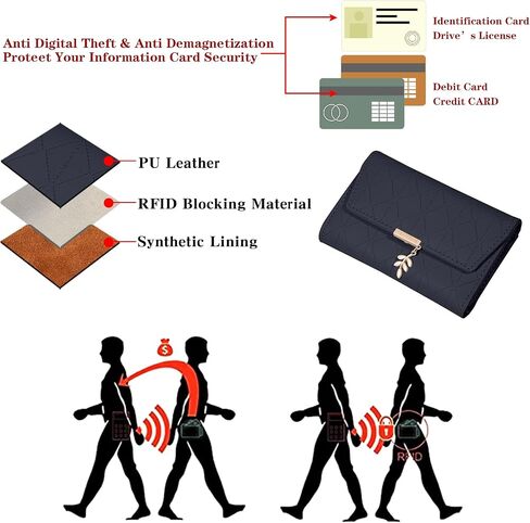 محفظة امرأة جلدية صغيرة Bifold RFID حظر حامل بطاقة السيدات مع جيب عملة سحاب in Kuwait