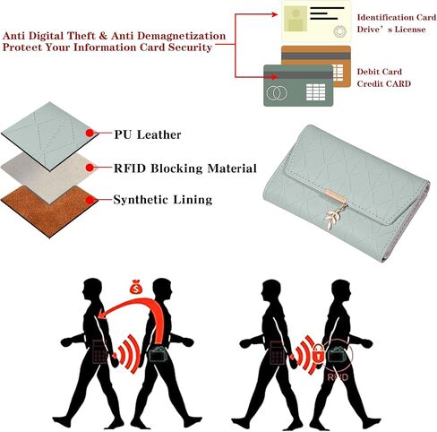 محفظة امرأة جلدية صغيرة Bifold RFID حظر حامل بطاقة السيدات مع جيب عملة سحاب in Kuwait