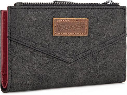 × Wrangler محفظة صغيرة للنساء مصممة Bifold Wallet Women's Wallets ، وحالات البطاقات ومنظمي الأموال ، والبني in Saudi Arabia