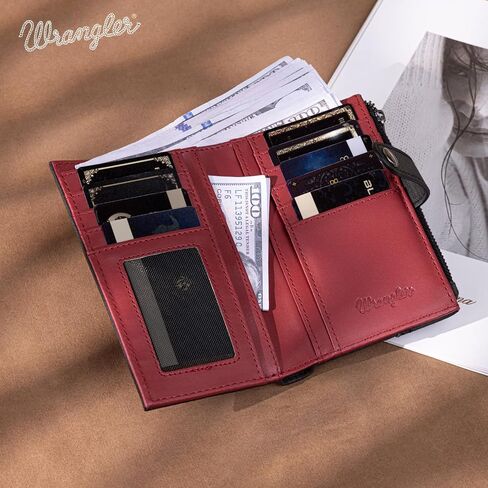 × Wrangler محفظة صغيرة للنساء مصممة Bifold Wallet Women's Wallets ، وحالات البطاقات ومنظمي الأموال ، والبني in Saudi Arabia