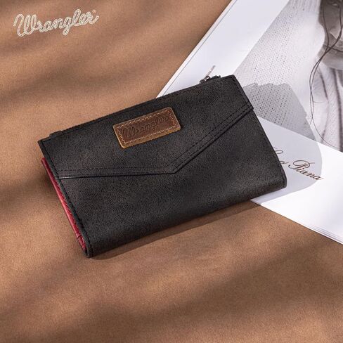 × Wrangler محفظة صغيرة للنساء مصممة Bifold Wallet Women's Wallets ، وحالات البطاقات ومنظمي الأموال ، والبني in Saudi Arabia