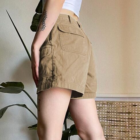 Womens High Waisted Cargo Denim Shorts Loose Fit A Line Jean Shorts for Teen Girls with Pockets in Saudi Arabia