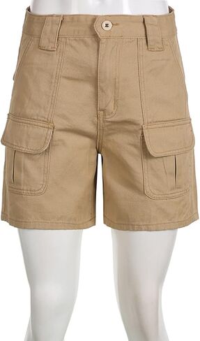 Womens High Waisted Cargo Denim Shorts Loose Fit A Line Jean Shorts for Teen Girls with Pockets in Saudi Arabia