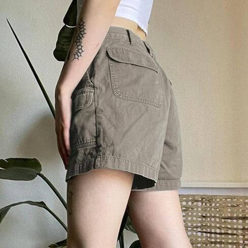 Womens High Waisted Cargo Denim Shorts Loose Fit A Line Jean Shorts for Teen Girls with Pockets in Saudi Arabia
