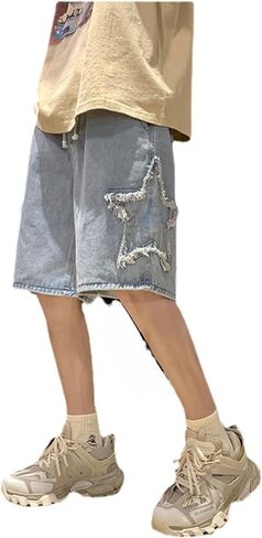 Y2K Jorts Shorts Baggy Jorts Star Jorts Elastic Waist Shorts Y2k Oversized Jorts Jean Shorts Y2k Baggy Shorts in Kuwait