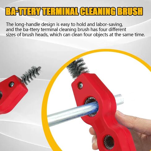 2PCS 4 in 1 Car Battery Cleaning Brush, Battery Terminal Cleaner, Copper Pipes Cleaner Brush Tool, Universal Interior and Exterior Battery Terminals Machine Parts Anti-Corrosion Battery Terminals in Saudi Arabia