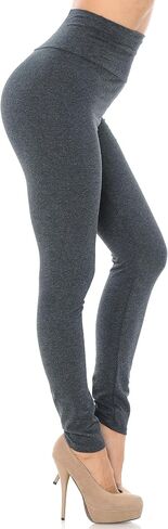 World of Leggings® Made in USA High Waisted Full Length Solid Basic Cotton Leggings in Saudi Arabia