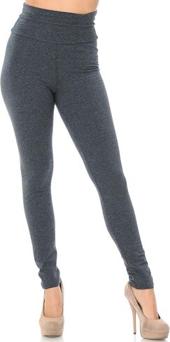 World of Leggings® Made in USA High Waisted Full Length Solid Basic Cotton Leggings in Saudi Arabia