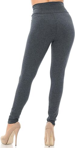World of Leggings® Made in USA High Waisted Full Length Solid Basic Cotton Leggings in Saudi Arabia