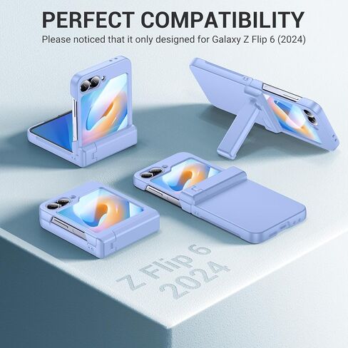 Temdan for Samsung Galaxy Z Flip 6 Case with [Built-in Front Screen Protector] [Kickstand][Hinge Protection][Hard PC] Ultra-Thin Shockproof Protective Phone Case for Galaxy Z Flip 6 -Green in Kuwait