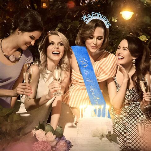 Aoprie 50 & Fabulous Birthday Sash for Women Birthday Tiara & Crowns for Heads for Girls Happy Birthday Expishory Taffic Supllies Blue ، 2 pack in Saudi Arabia