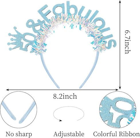 Aoprie 50 & Fabulous Birthday Sash for Women Birthday Tiara & Crowns for Heads for Girls Happy Birthday Expishory Taffic Supllies Blue ، 2 pack in Saudi Arabia