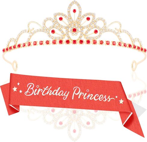 Birthday Sash for Women Birthday Crown for Girls Pink Princess Birthday Decorations Gold Birthday Tiara Rhinestone Crystal Birthday Gifts for Women Happy Birthday Party Favors in Saudi Arabia