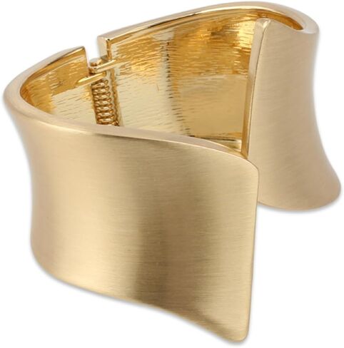 Gold Color Wide Arm Cuff Bracelet for Women Thick Chunky Statement Alloy Metal Fashion Wrist Wrap Non Tarnish Bangle Jewelry in Kuwait