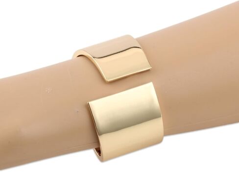 Gold Color Wide Arm Cuff Bracelet for Women Thick Chunky Statement Alloy Metal Fashion Wrist Wrap Non Tarnish Bangle Jewelry in Kuwait
