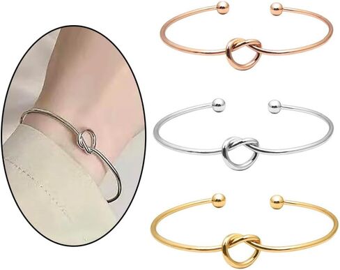 ONLYJUMP 14K Gold Plated Forever Love Knot Infinity Bracelets for Women Simple Delicate Open Adjustable Love Heart Cuff Bracelet Minimalist Knot Bangles Bracelet Fashion Jewellery Gift in Saudi Arabia