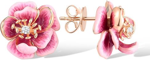 Santuzza Sterling Silver Gemstone Enamel Flower Earrings in Saudi Arabia