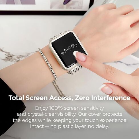 My Pretty Strap XOXO Protective Case for Apple Watch – Luxury Matte Metal Cover for Women, Scratch-Resistant – Compatible with Apple Watch 38/40/41/42/44/45/49mm –Gold, Rose Gold, Silver, Champagne in Kuwait