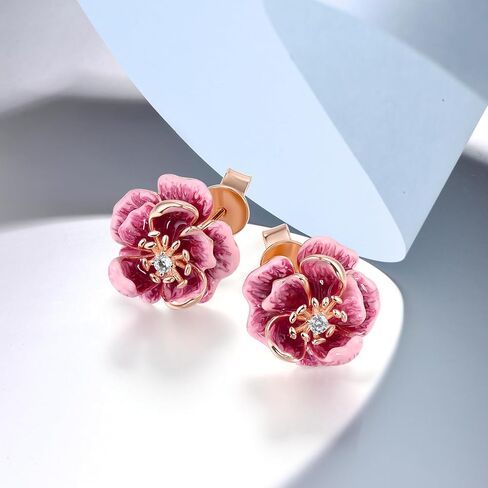 Santuzza Sterling Silver Gemstone Enamel Flower Earrings in Saudi Arabia