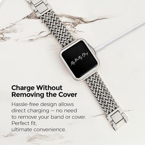 My Pretty Strap XOXO Protective Case for Apple Watch – Luxury Matte Metal Cover for Women, Scratch-Resistant – Compatible with Apple Watch 38/40/41/42/44/45/49mm –Gold, Rose Gold, Silver, Champagne in Kuwait