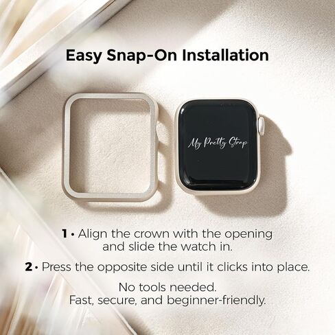 My Pretty Strap XOXO Protective Case for Apple Watch – Luxury Matte Metal Cover for Women, Scratch-Resistant – Compatible with Apple Watch 38/40/41/42/44/45/49mm –Gold, Rose Gold, Silver, Champagne in Kuwait