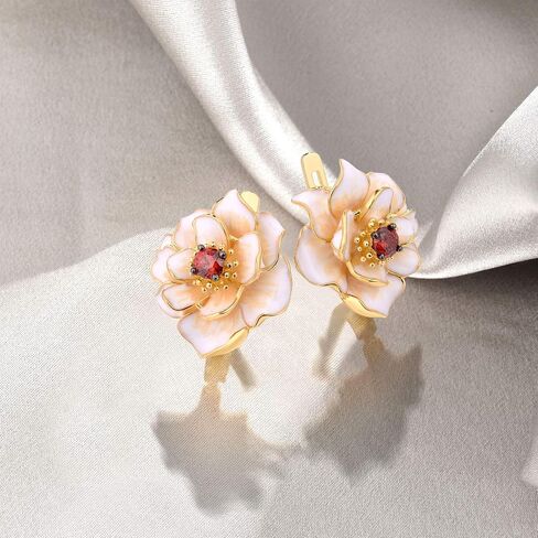 Santuzza Sterling Silver Gemstone Enamel Flower Earrings in Saudi Arabia