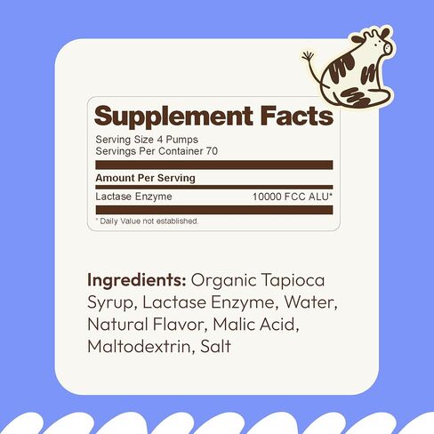Lactase Enzyme Drops 2oz – Delicious Unflavored Flavor – 10,000 FCC Units for Fast Acting Dairy Relief – Customizable Dosing for Lactose Intolerance – Portable Twist-to-Lock Pump in Saudi Arabia