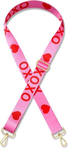 Valentine’s Day Purse Strap Replacement Red Pink Heart XOXO Bag Strap Conversation Heart Crossbody Purse Strap Valentine’s Day Accessories Gifts (Style B) in Kuwait