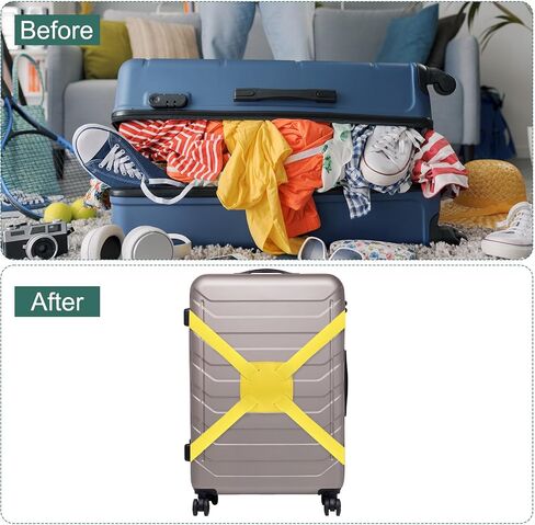 uxcell 2 Pcs Luggage Straps Bungees Adjustable Luggage Strap Buckle Carry Bag Elastic Suitcase Strap Belt Airport Travel Accessories for Travel Baggage Handbag Add Bag, Yellow in Saudi Arabia