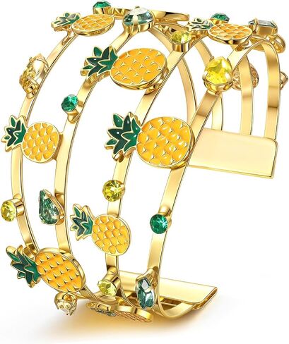 BVGA Summer Bracelet for Women Strawberry Pineapple Watermelon Cuff Bracelets Jeweled Tropical Fruit Bracelets Summer Beach Jewelry Outfits Accessories Gifts in Saudi Arabia