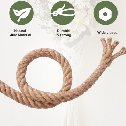 Jute Rope 1/2 Inch x 100Ft,Natural Hemp Rope,Thick Rope,Swing Rope,Heavy Duty Rope Available as Tug of War Rope,Nautical Rope,Craft Rope,Lasso Rope and Rope for Hammock,etc. in Saudi Arabia